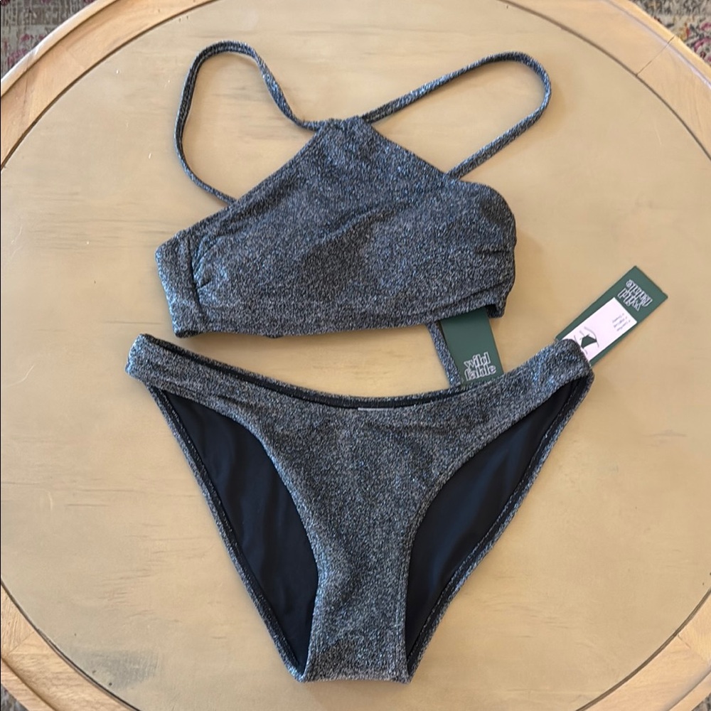 Wild Fable Shimmering Black Bikini - M - NWT